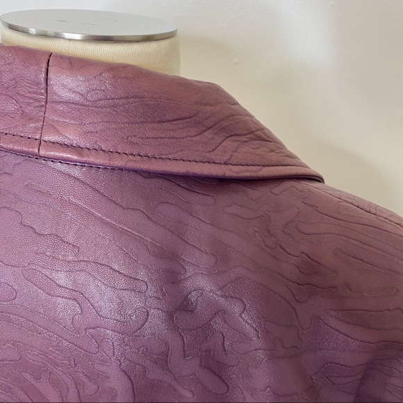 Vintage RARE BERGAMA purple leather jacket large - Picture 7 of 12